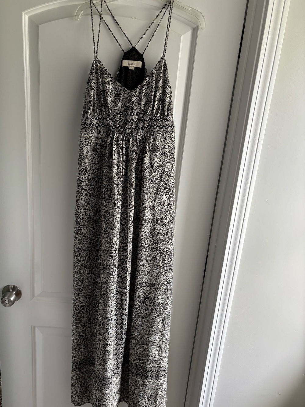 LOFT Black & Off-White Paisley-Print Maxi Dress
